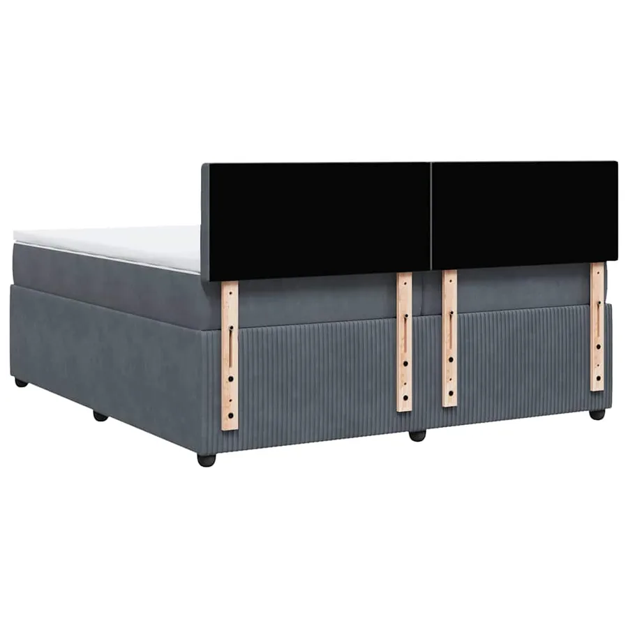 Sommier à lattes de lit et matelas Gris foncé 200x200cm Velours - 10