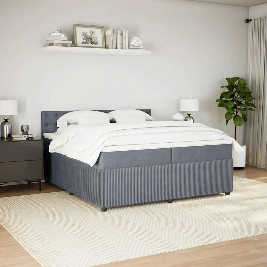Sommier à lattes de lit et matelas Gris foncé 200x200cm Velours - 3