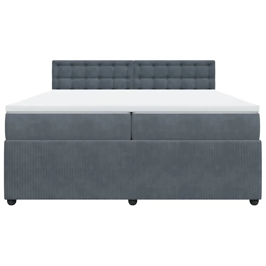 Sommier à lattes de lit et matelas Gris foncé 200x200cm Velours - 4