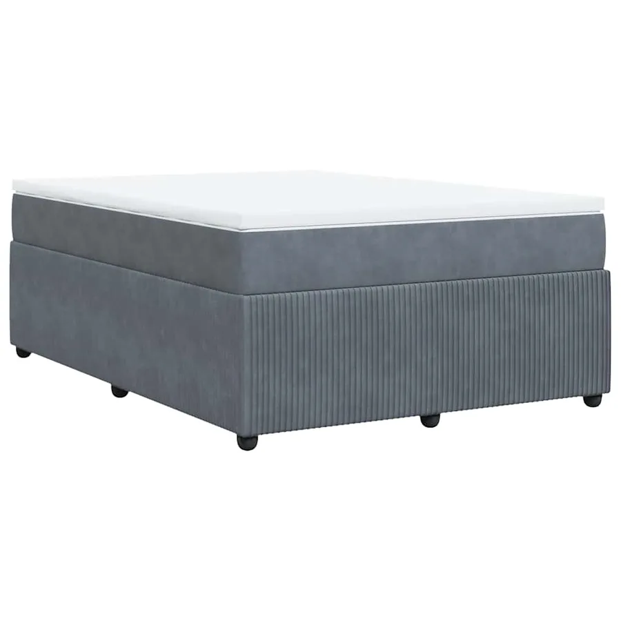 Sommier à lattes de lit et matelas Gris foncé 160x200cm Velours - 9