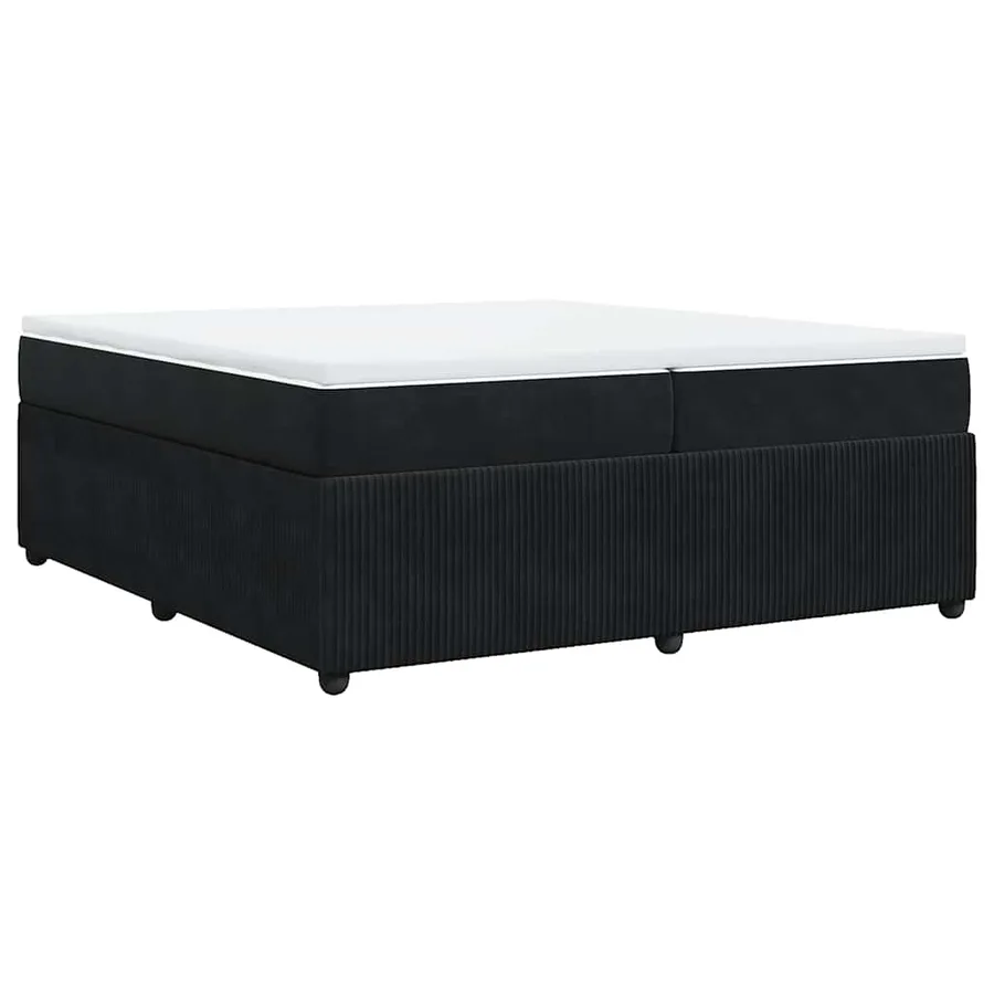 Sommier à lattes de lit et matelas Noir 200x200 cm Velours - 9