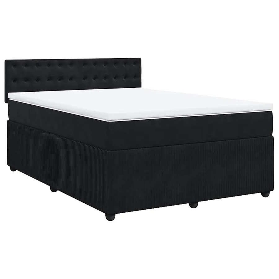 Sommier à lattes de lit avec matelas Noir 140x200 cm Velours - 2
