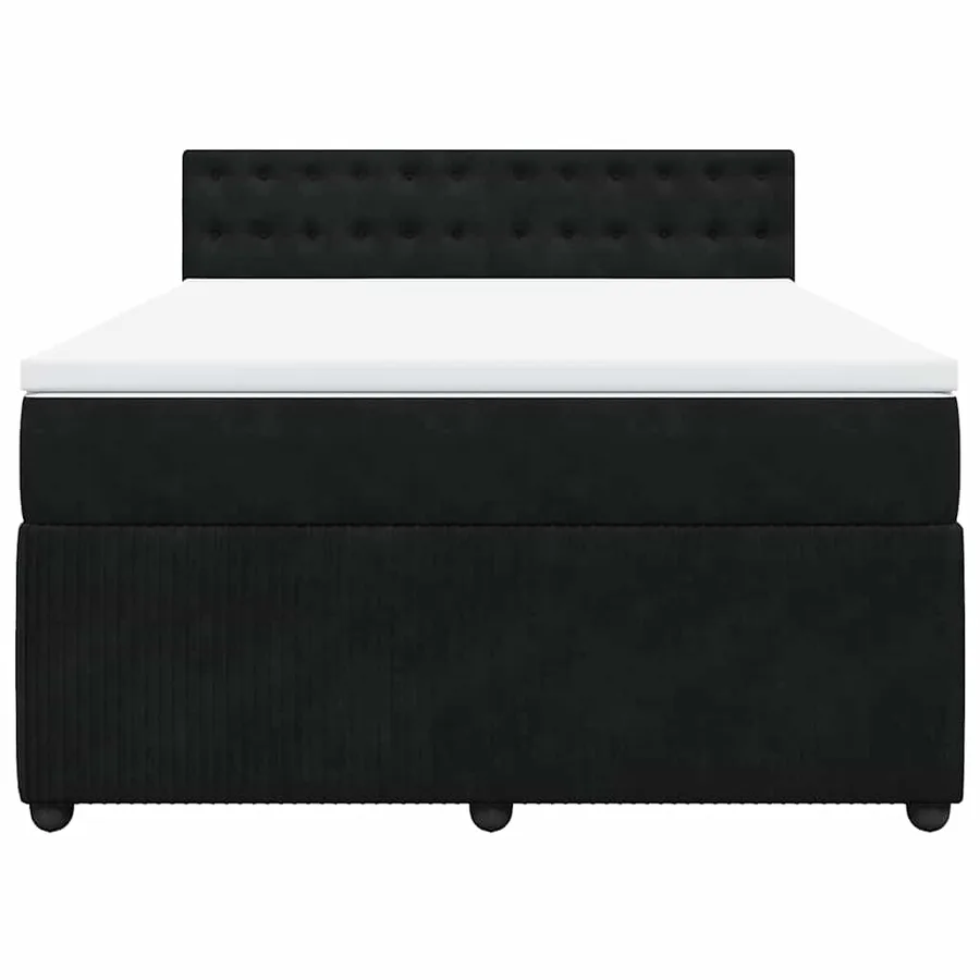 Sommier à lattes de lit avec matelas Noir 140x200 cm Velours - 4