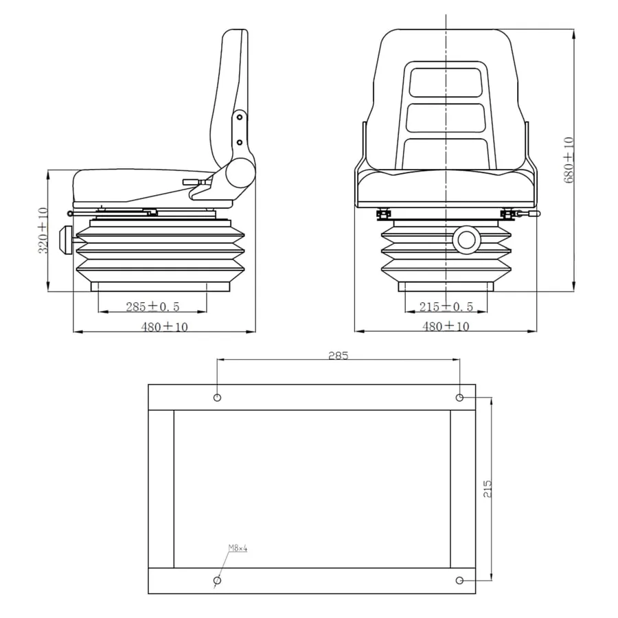 Tractor seat with suspension and adjustable backrest - 9