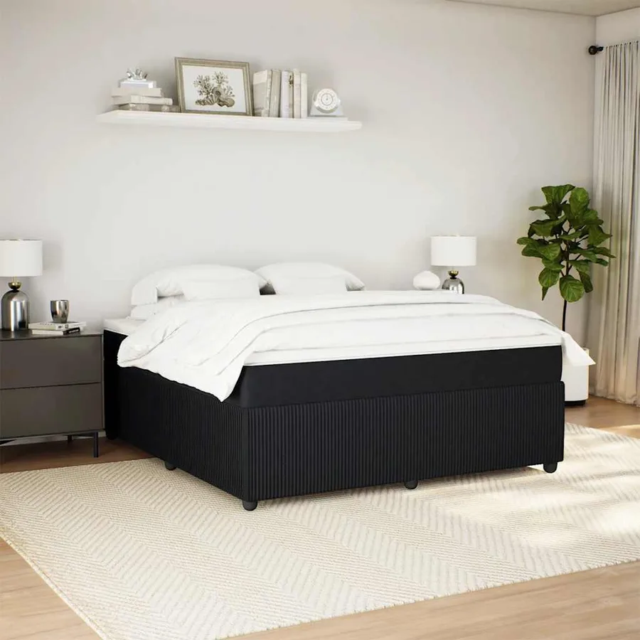Sommier à lattes de lit avec matelas Noir 180x200 cm Velours - 3