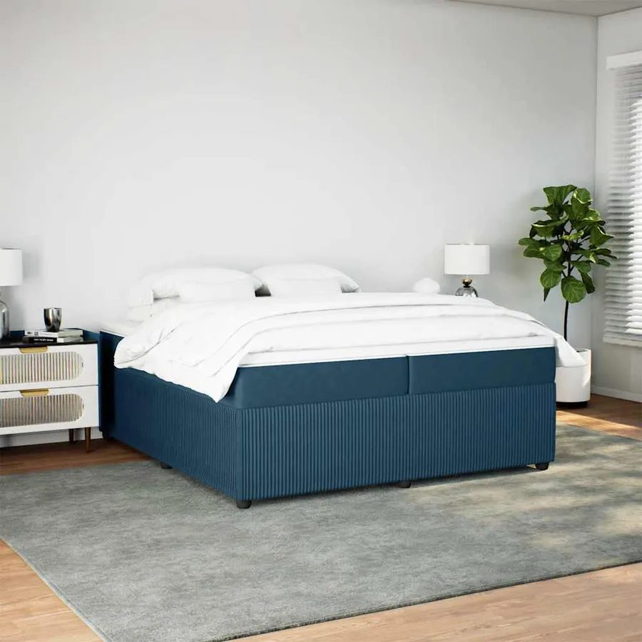 Sommier à lattes de lit et matelas Bleu foncé 200x200cm Velours - 3