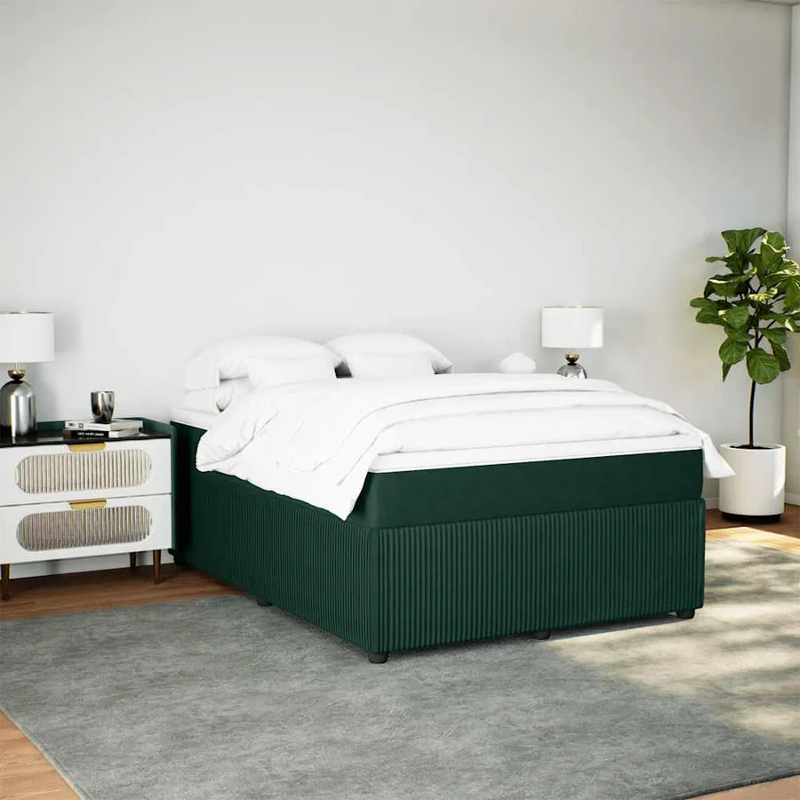 Sommier à lattes de lit et matelas Vert foncé 140x200cm Velours - 3