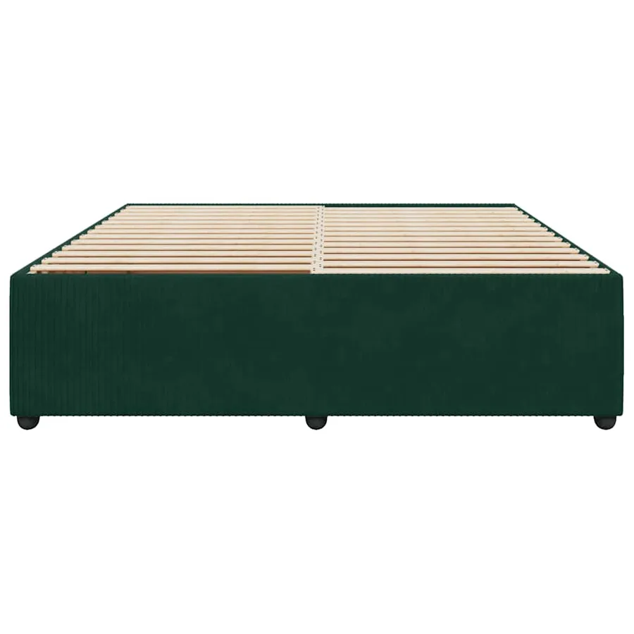 Cadre de lit sans matelas vert foncé 180x200 cm velours - 4