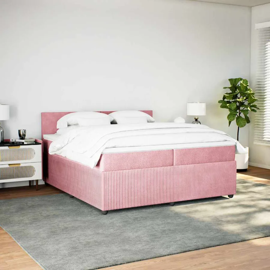 Sommier à lattes de lit avec matelas Rose 200x200 cm Velours - 3