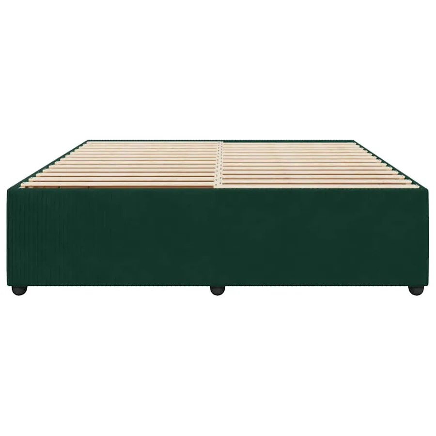 Cadre de lit sans matelas vert foncé 200x200 cm velours - 4