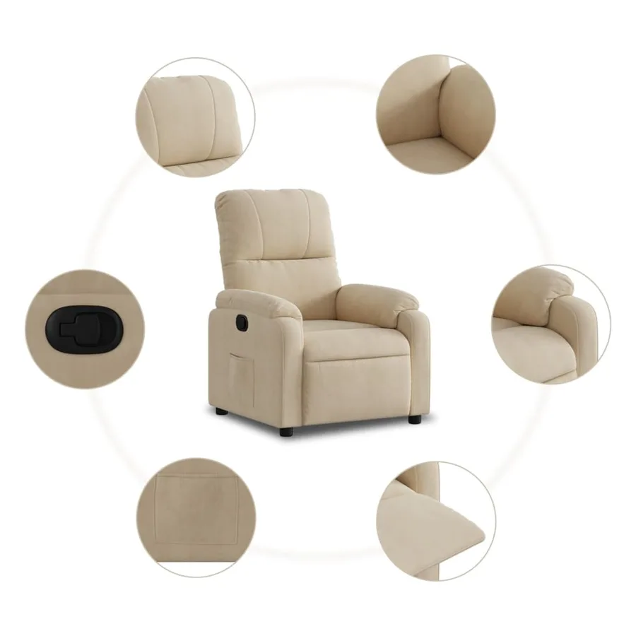 Fauteuil inclinable crème tissu microfibre - 5