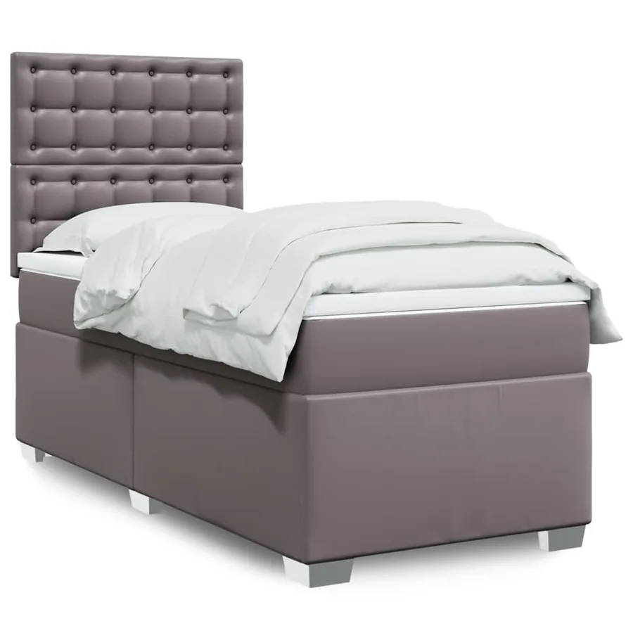 Sommier à lattes de lit avec matelas Gris 80x200 cm Similicuir