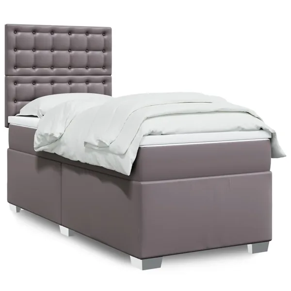 Sommier à lattes de lit avec matelas Gris 80x200 cm Similicuir