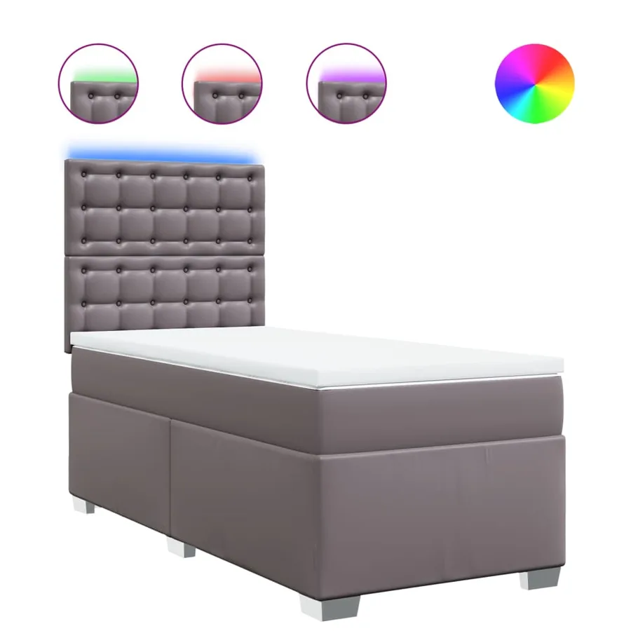 Sommier à lattes de lit avec matelas Gris 80x200 cm Similicuir - 2
