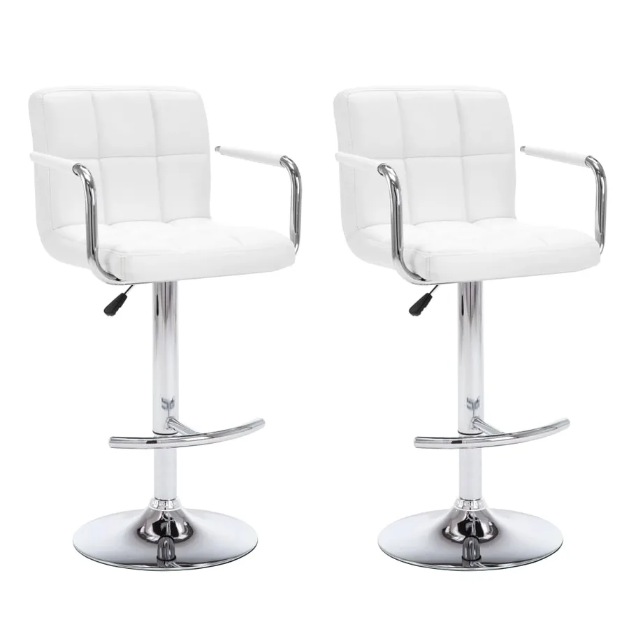 Tabourets de bar lot de 2 blanc similicuir - 2