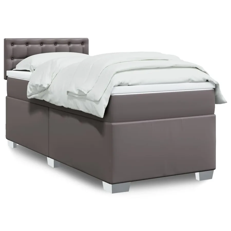 Sommier à lattes de lit avec matelas Gris 80x200 cm Similicuir