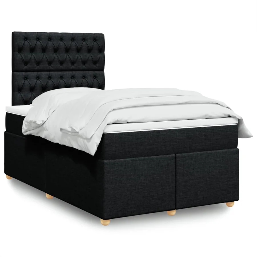 Sommier à lattes de lit avec matelas Noir 120x200 cm Tissu - 2