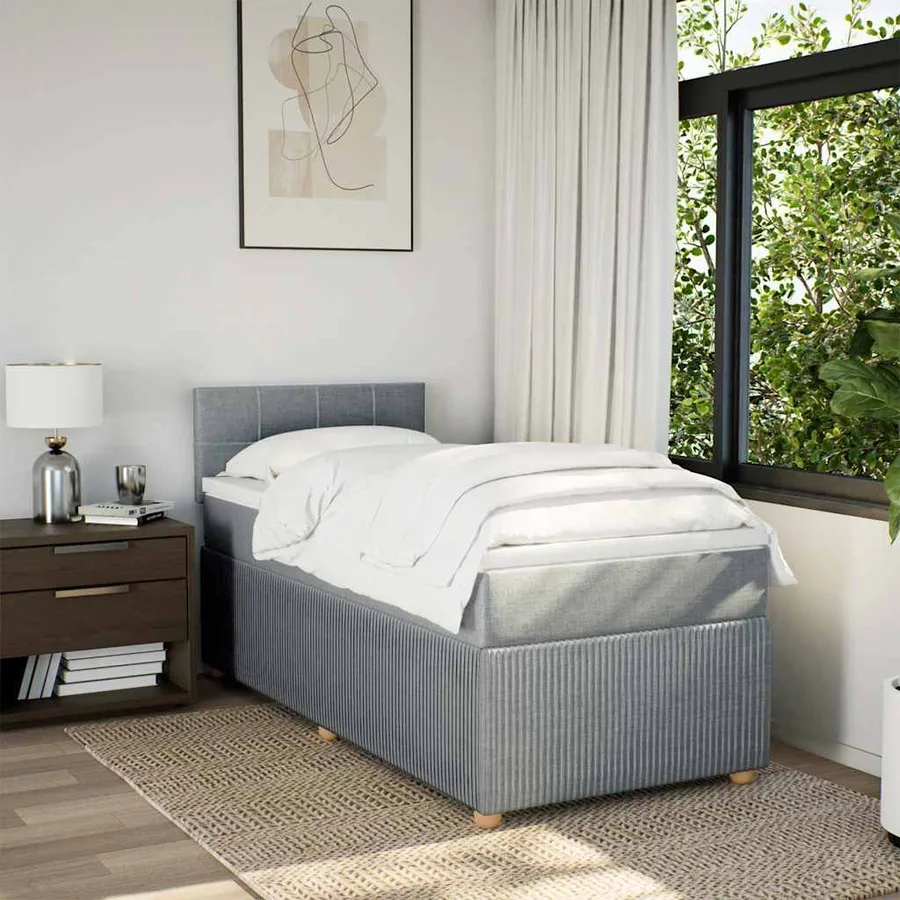 Sommier à lattes de lit et matelas Gris clair 90x190 cm Tissu - 3