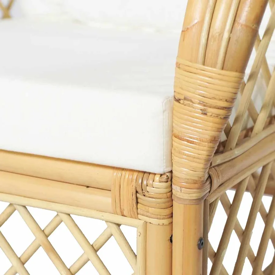 Canapé avec coussin Rotin naturel et lin - 5