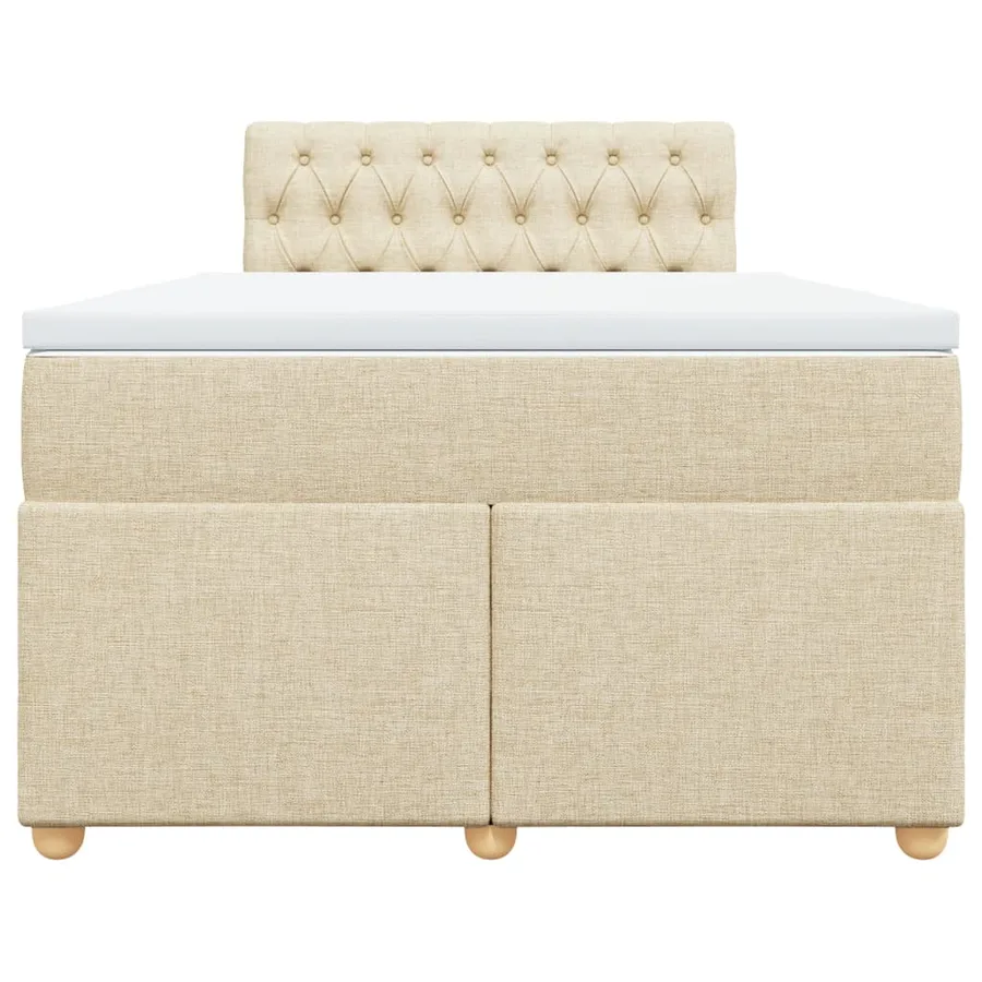 Sommier à lattes de lit avec matelas crème 120x190 cm tissu - 4