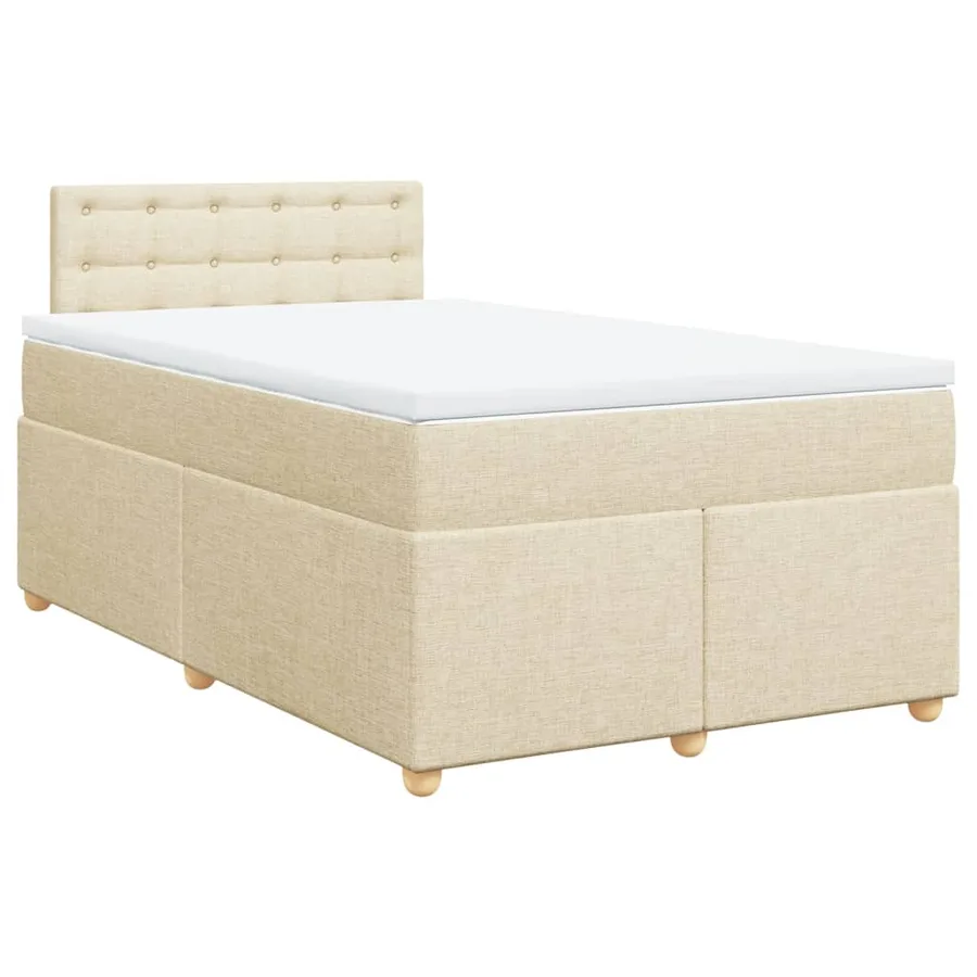 Sommier à lattes de lit avec matelas crème 120x190 cm tissu - 2