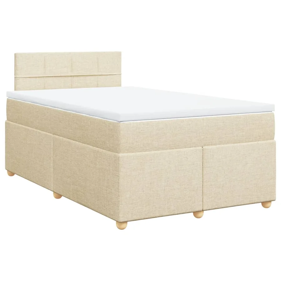 Sommier à lattes de lit avec matelas crème 120x190 cm tissu - 3