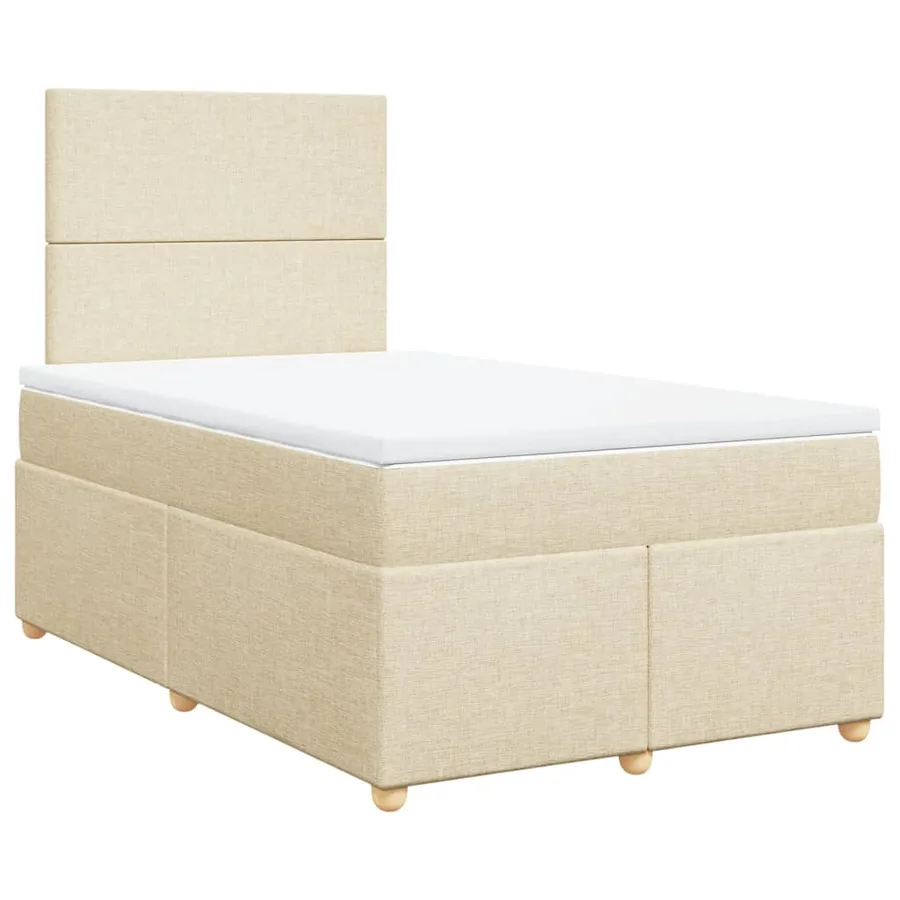 Sommier à lattes de lit avec matelas crème 120x190 cm tissu - 3