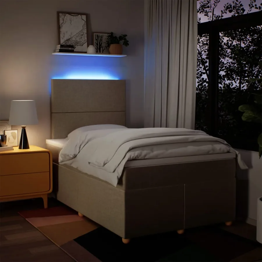 Sommier à lattes de lit avec matelas crème 120x190 cm tissu - 4
