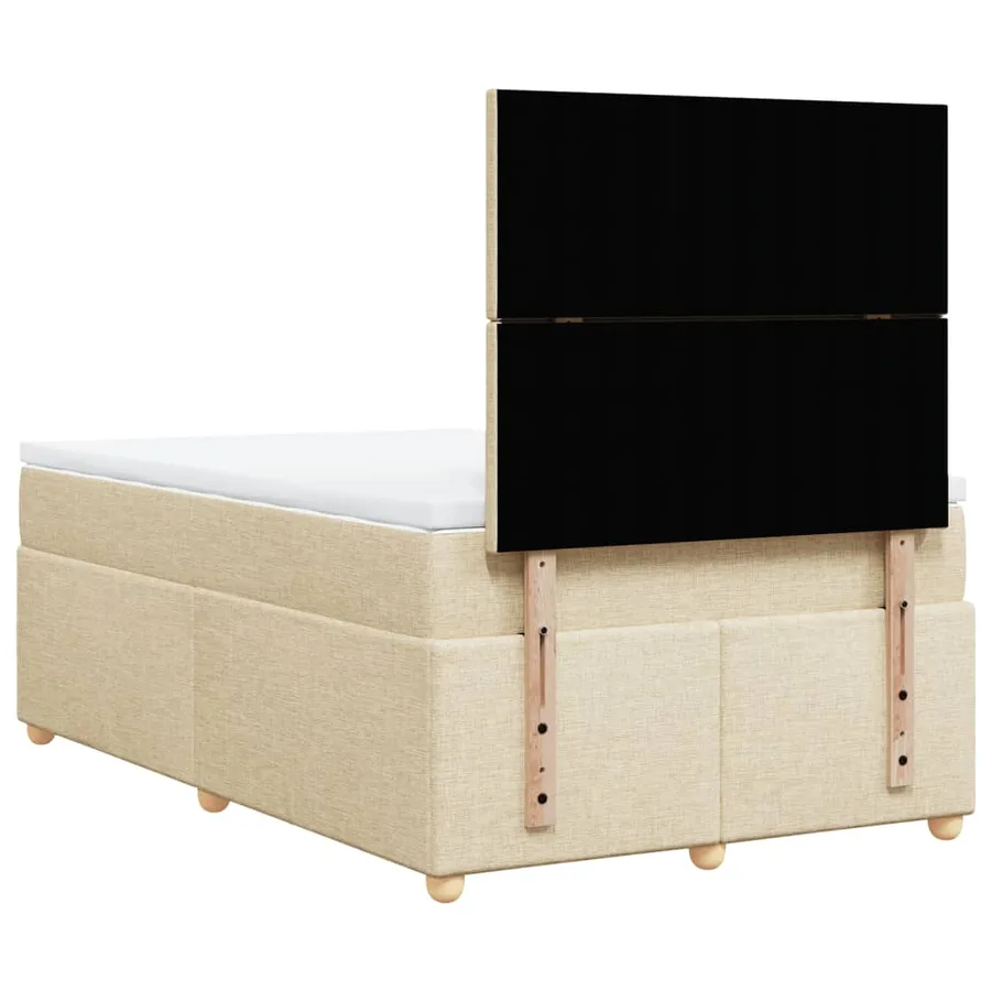 Sommier à lattes de lit avec matelas crème 120x190 cm tissu - 8