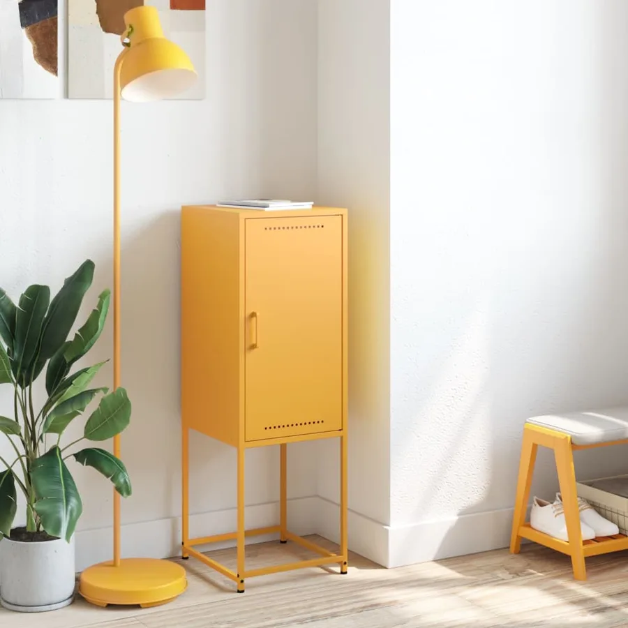 Buffet jaune moutarde 36x39x107 cm acier - 3