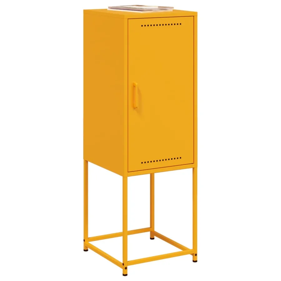 Buffet jaune moutarde 36x39x107 cm acier - 4