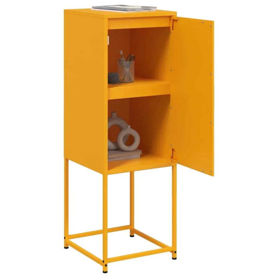 Buffet jaune moutarde 36x39x107 cm acier - 5