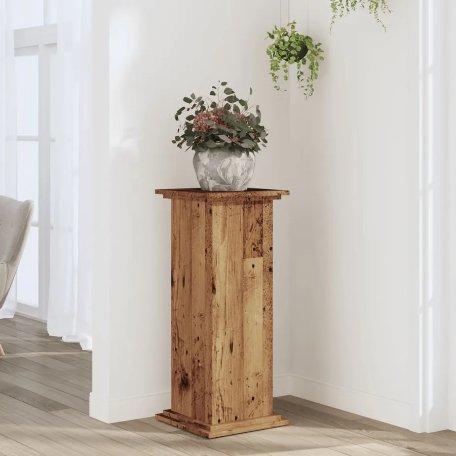Support pour plantes vieux bois 33x33x80 cm bois d'ingénierie