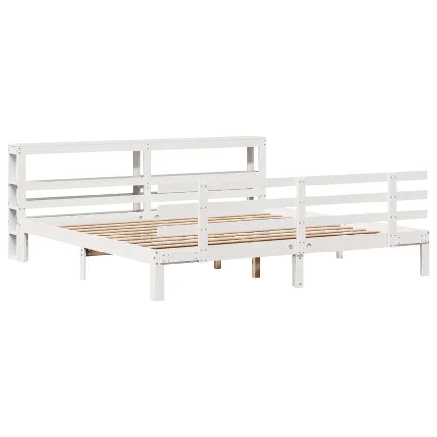 Cadre de lit avec tête de lit sans matelas blanc 200x200 cm - 3