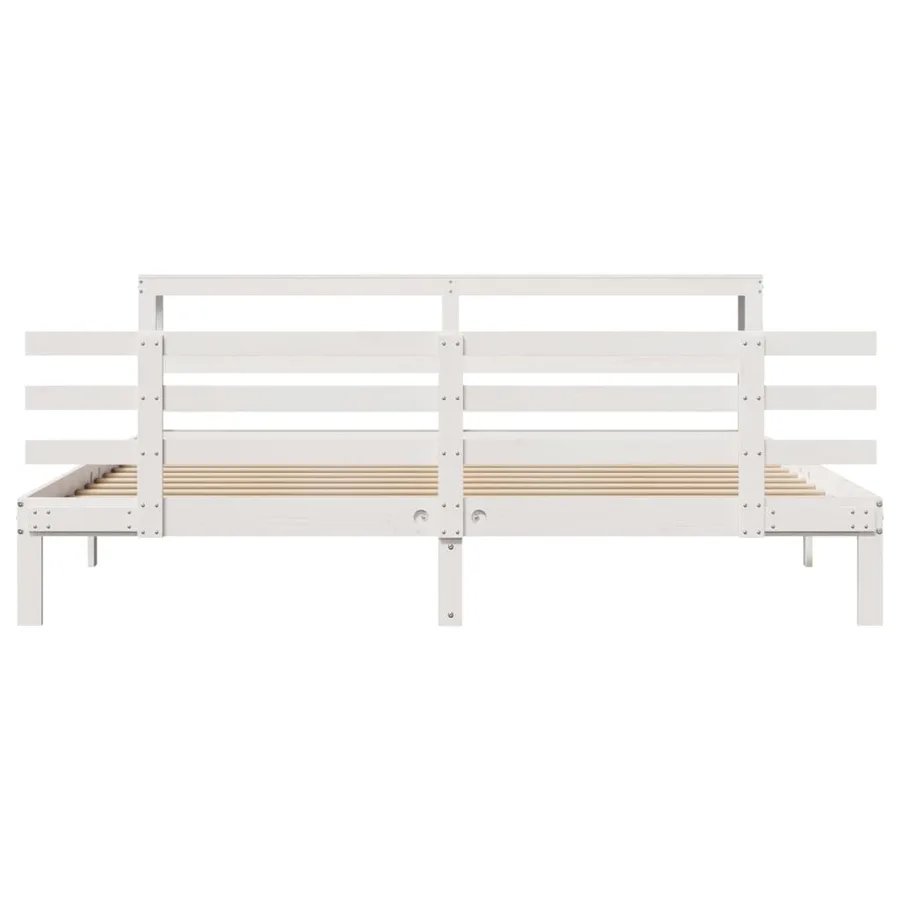 Cadre de lit avec tête de lit sans matelas blanc 200x200 cm - 5