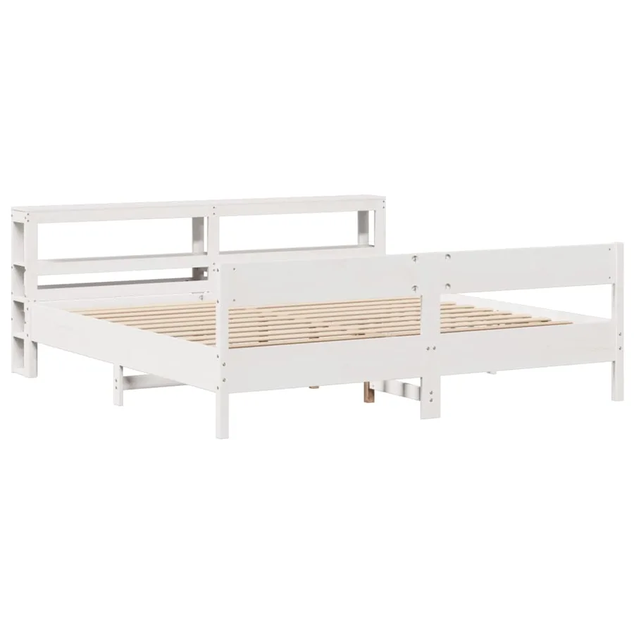 Cadre de lit sans matelas blanc 200x200 cm bois massif de pin - 3