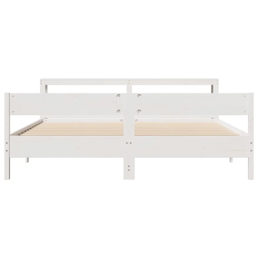 Cadre de lit sans matelas blanc 200x200 cm bois massif de pin - 4