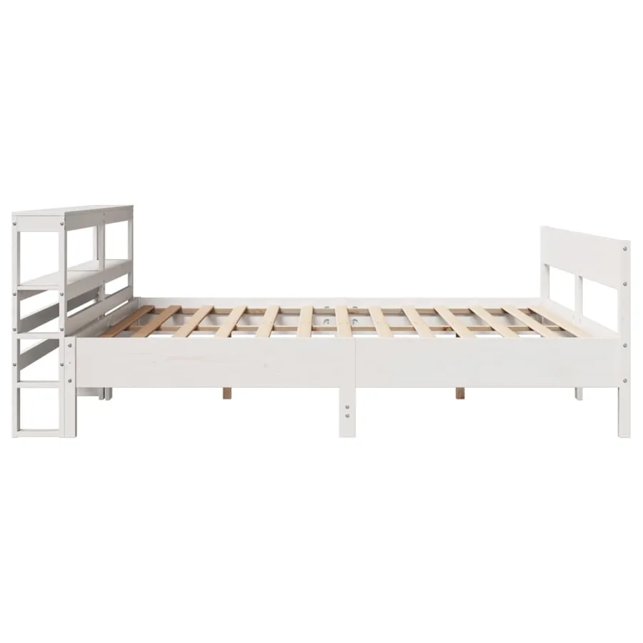 Cadre de lit sans matelas blanc 200x200 cm bois massif de pin - 5