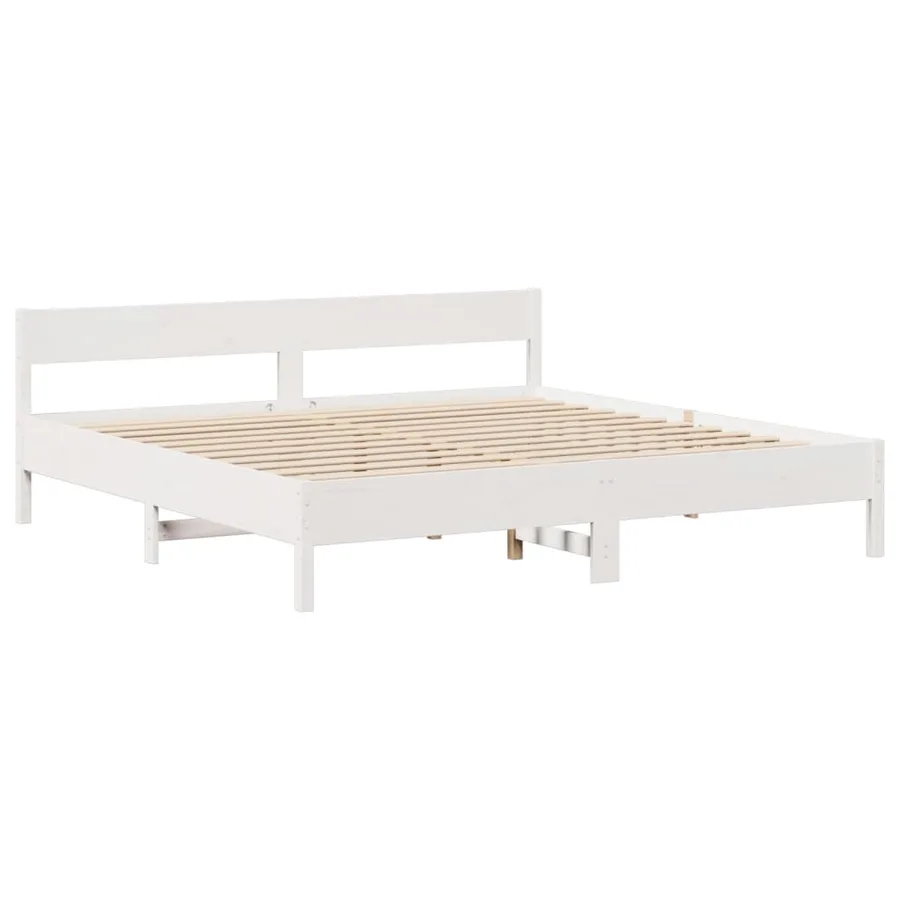 Cadre de lit sans matelas blanc 200x200 cm bois massif de pin - 7