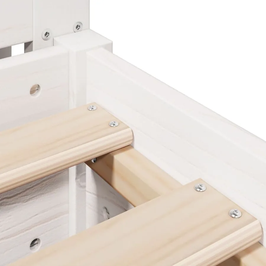 Cadre de lit sans matelas blanc 200x200 cm bois massif de pin - 9