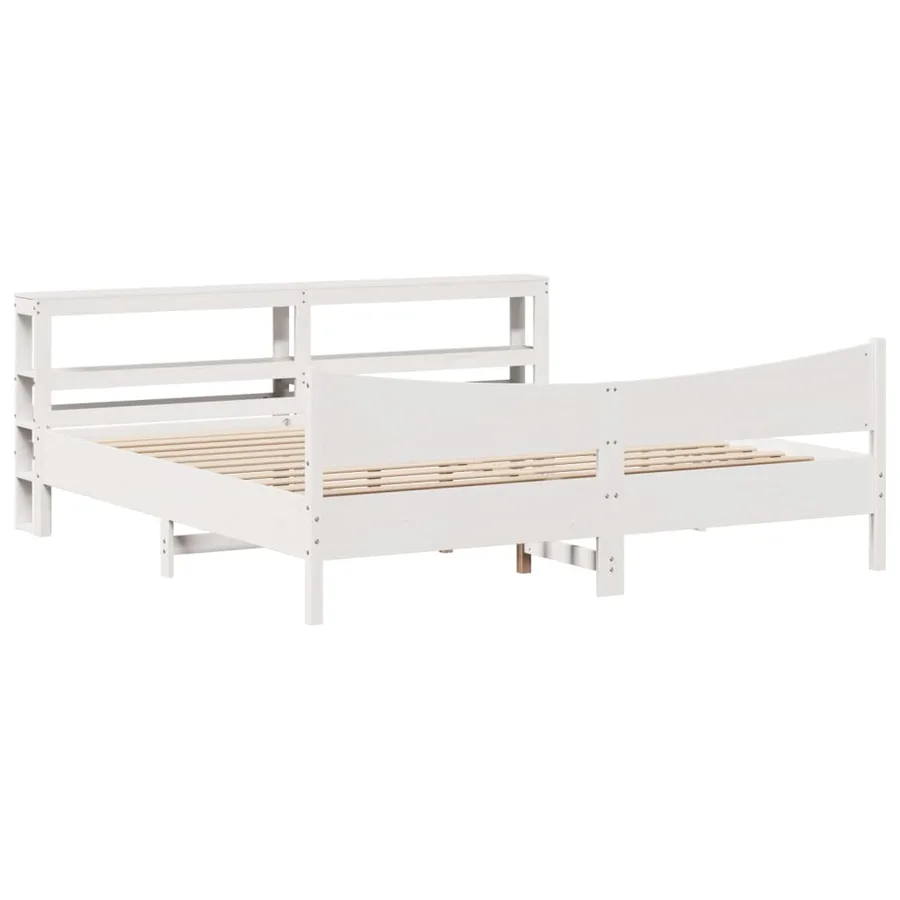 Cadre de lit et tête de lit blanc 200x200 cm bois de pin massif - 2