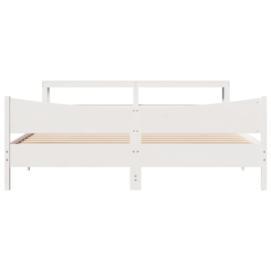 Cadre de lit et tête de lit blanc 200x200 cm bois de pin massif - 4