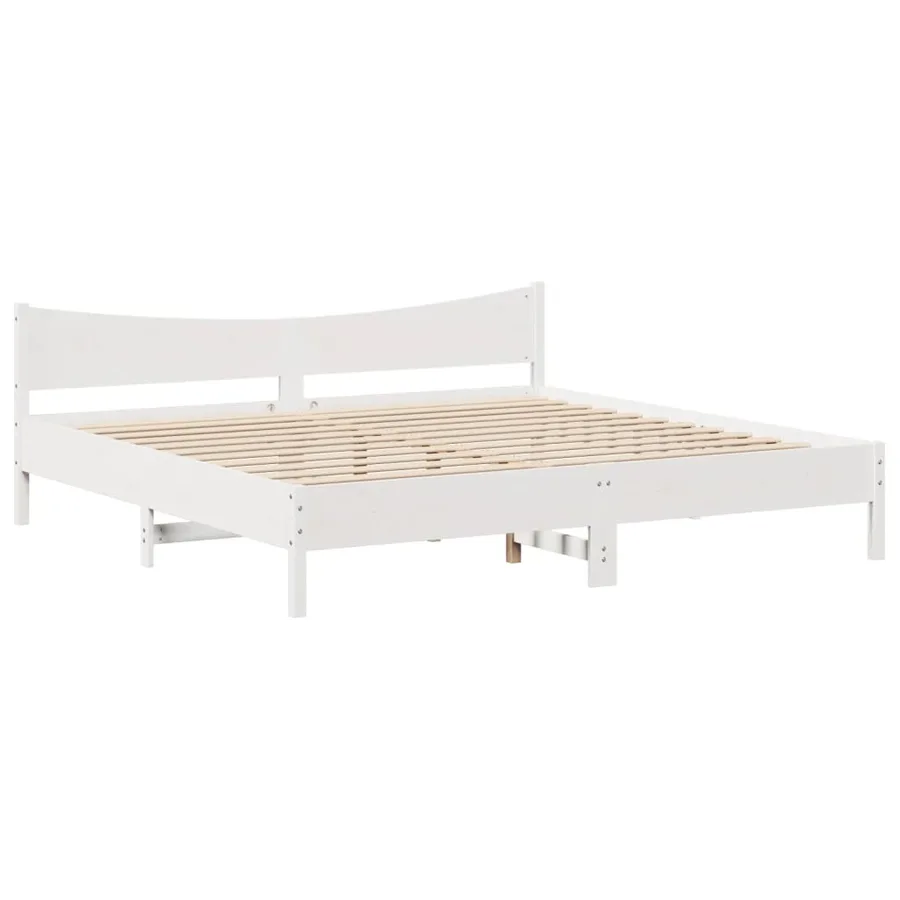 Cadre de lit et tête de lit blanc 200x200 cm bois de pin massif - 5