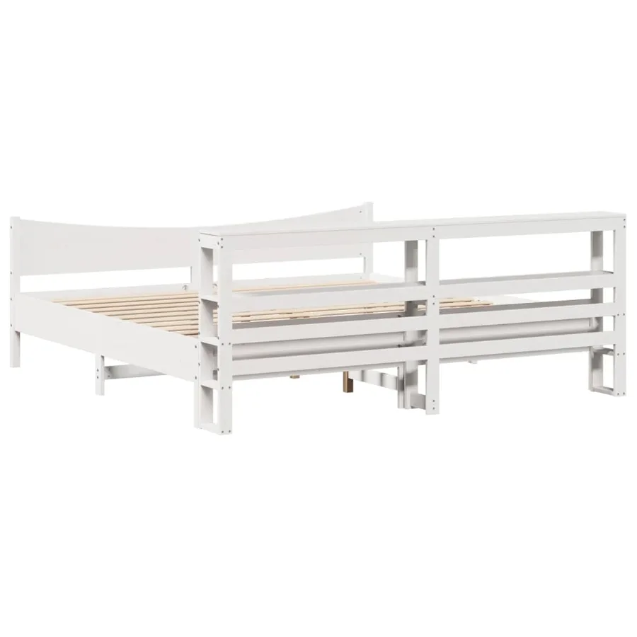 Cadre de lit et tête de lit blanc 200x200 cm bois de pin massif - 8