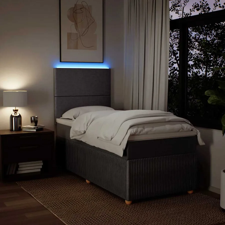 Sommier à lattes de lit avec matelas Taupe 90x190 cm Tissu - 4