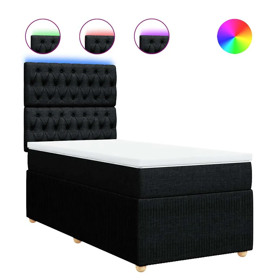 Sommier à lattes de lit avec matelas Noir 90x190 cm Tissu - 2