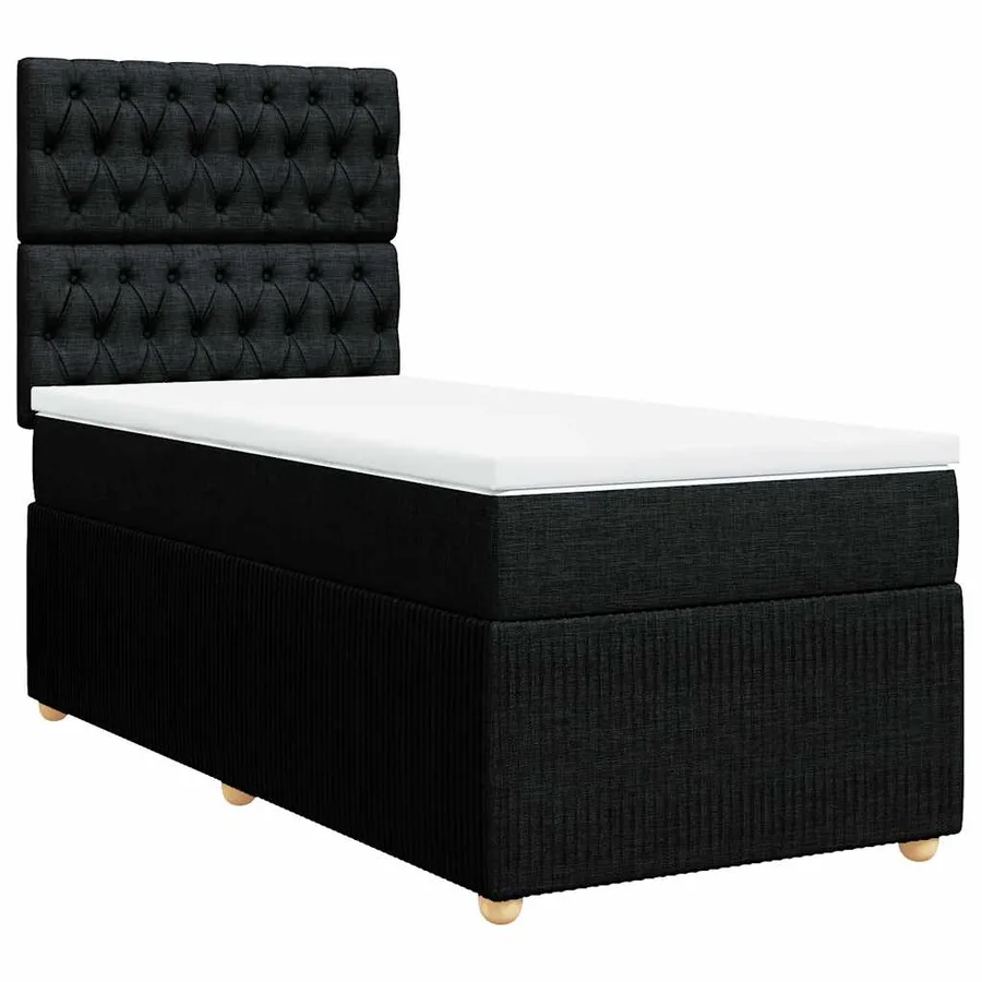 Sommier à lattes de lit avec matelas Noir 90x190 cm Tissu - 3