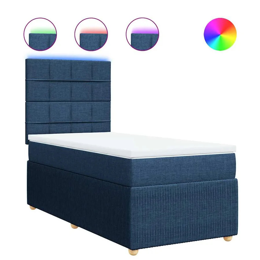 Sommier à lattes de lit avec matelas Bleu 90x190 cm Tissu - 2