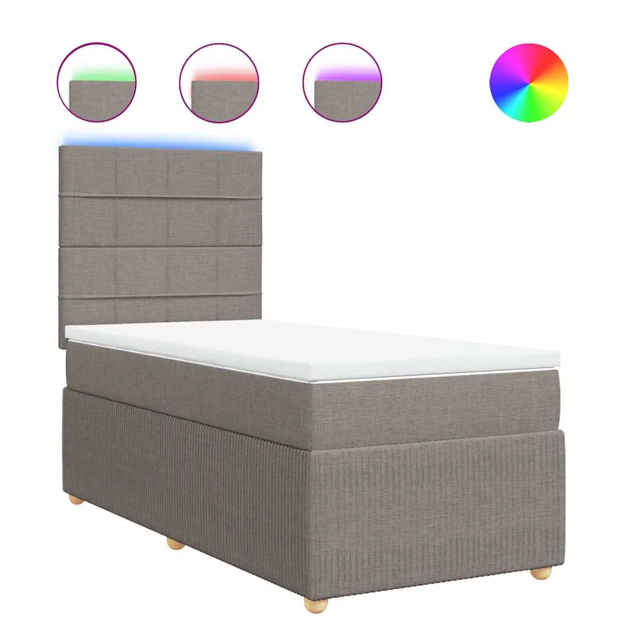 Sommier à lattes de lit avec matelas Taupe 90x190 cm Tissu - 2