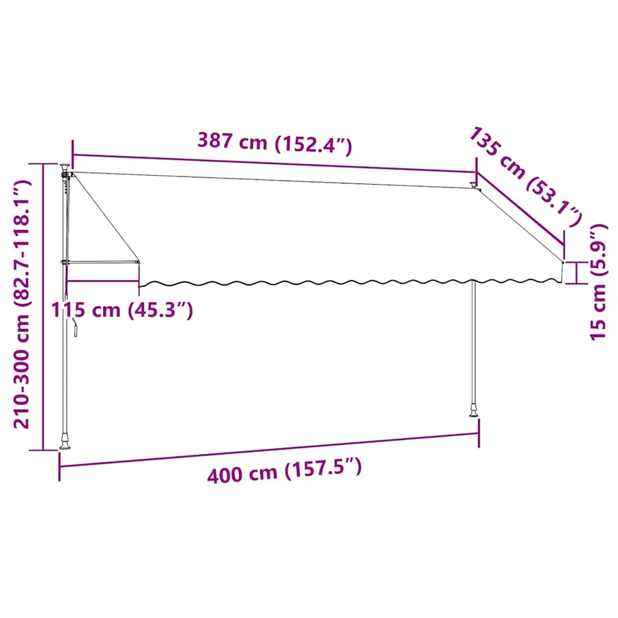 Auvent manuel rétractable 400 cm Crème - 8